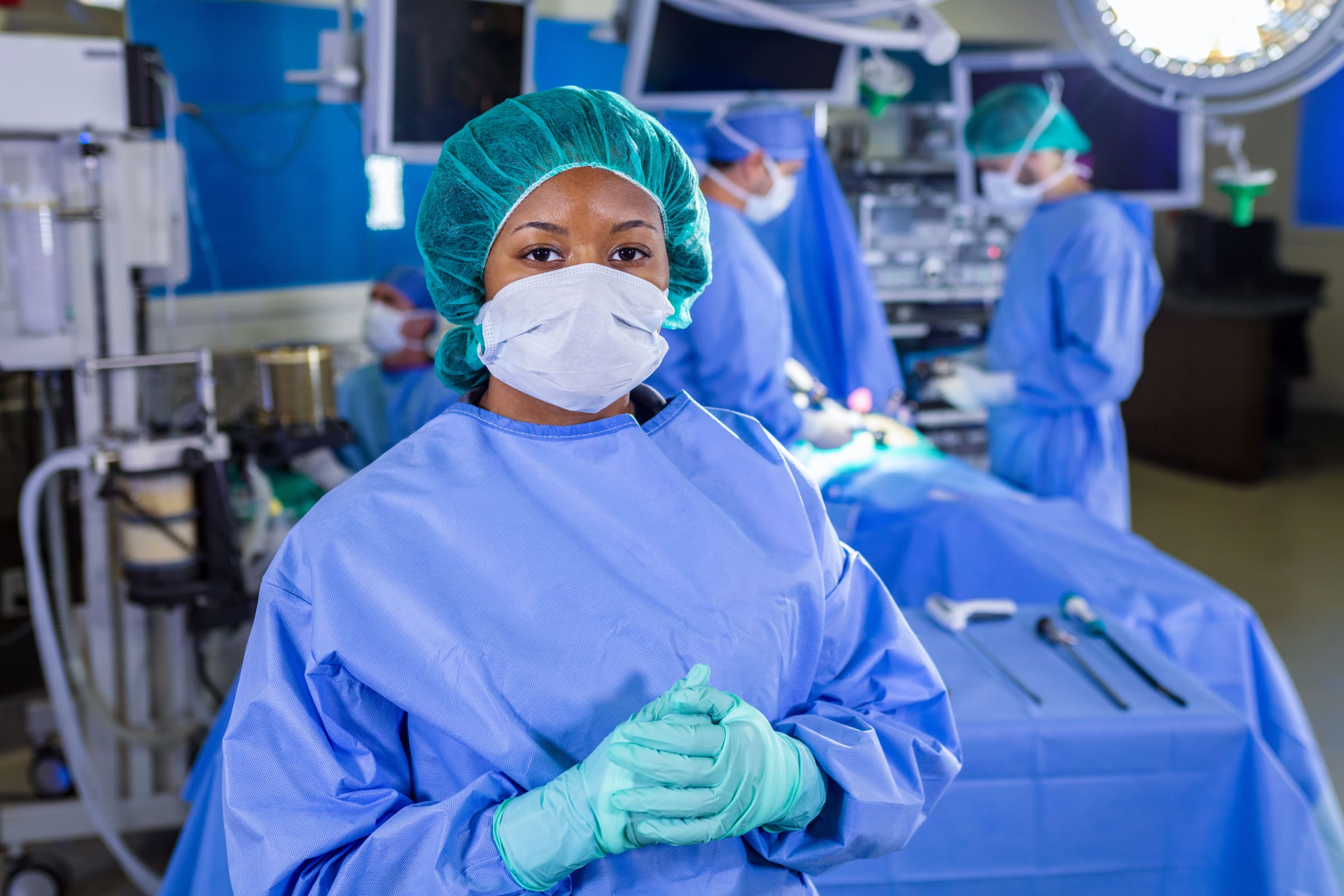 A surgeon in an operating room